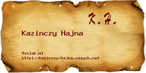 Kazinczy Hajna névjegykártya